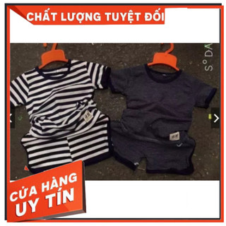 Quần áo trẻ em, bộ sọc đùi phối viền 100% coton dành cho bé trai bé gái