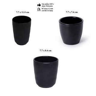 Ly uống nước trà đá nhựa Melamine nhám đen nhiều Size