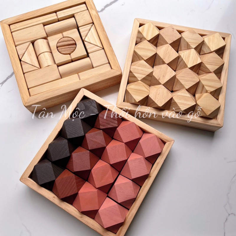Bộ hình khối xây dựng cho bé thoả sức sáng tạo/ Đồ chơi xếp hình bằng gỗ, đồ chơi mầm non, đồ chơi lắp ghép