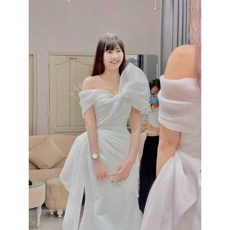 SIZE>62KG ĐẦM DẠ HỘI ĐUÔI CÁ NƠ VAI TÀ RỜI