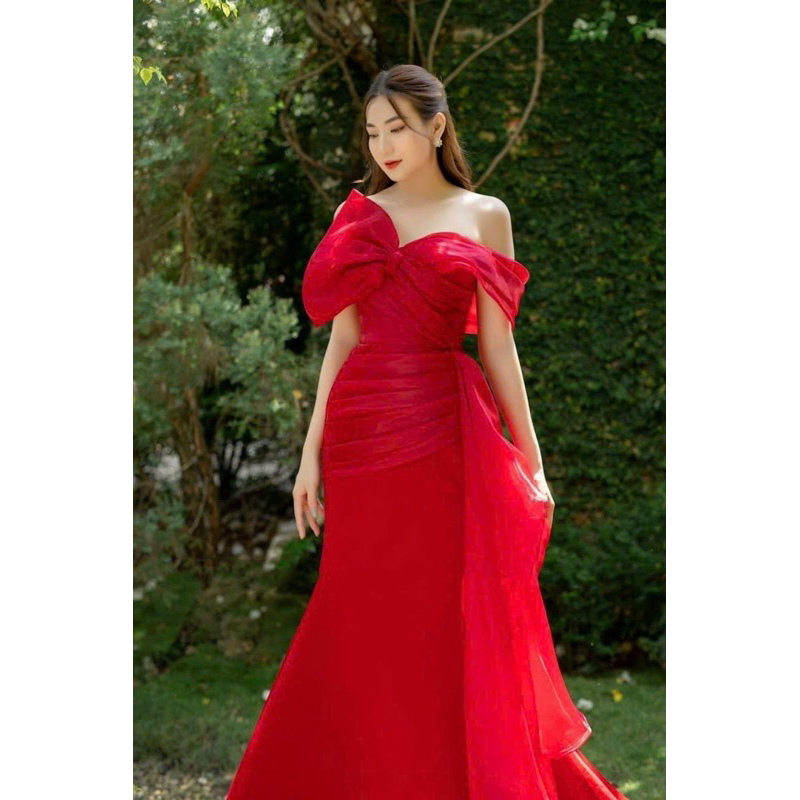 SIZE>62KG ĐẦM DẠ HỘI ĐUÔI CÁ NƠ VAI TÀ RỜI