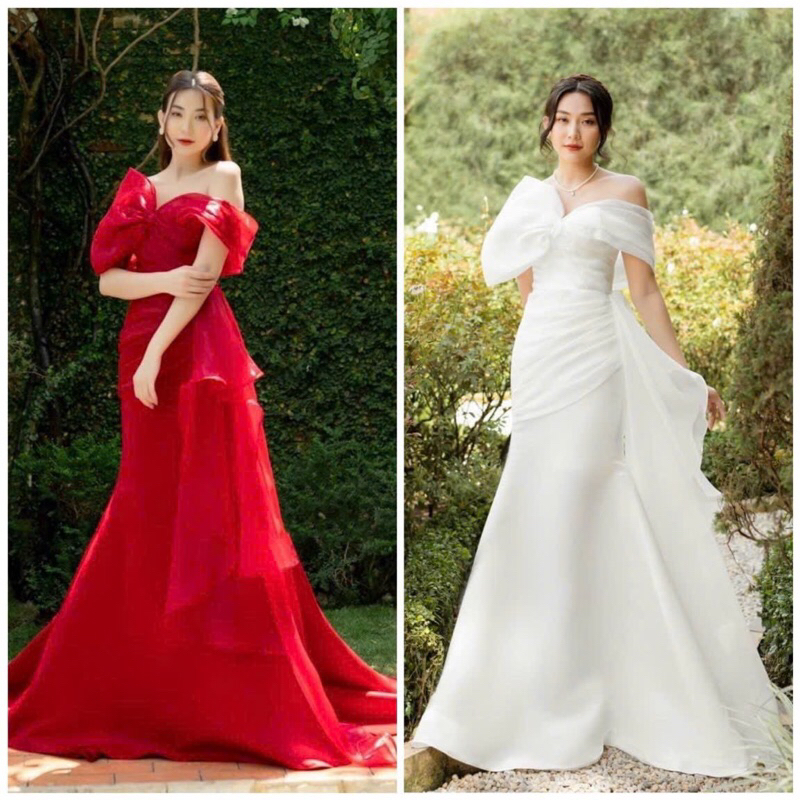 SIZE>62KG ĐẦM DẠ HỘI ĐUÔI CÁ NƠ VAI TÀ RỜI