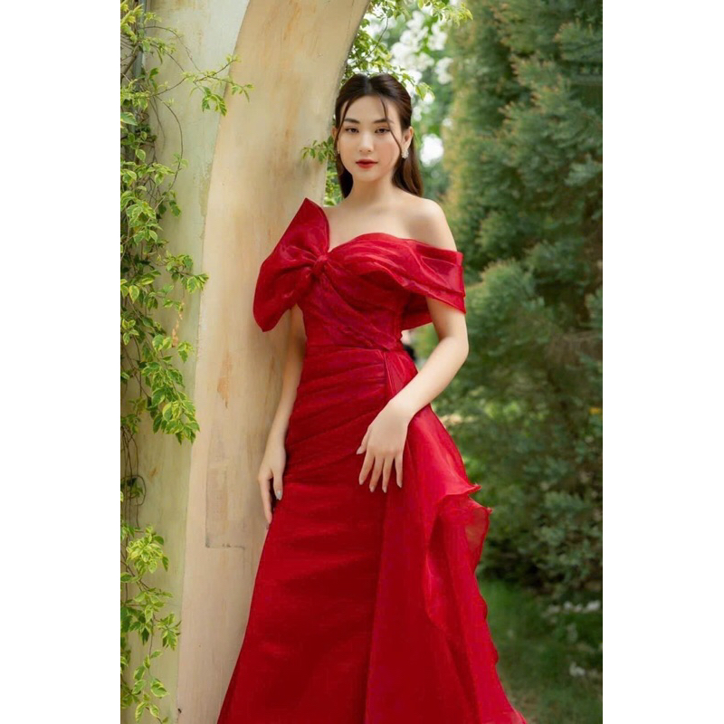 SIZE>62KG ĐẦM DẠ HỘI ĐUÔI CÁ NƠ VAI TÀ RỜI