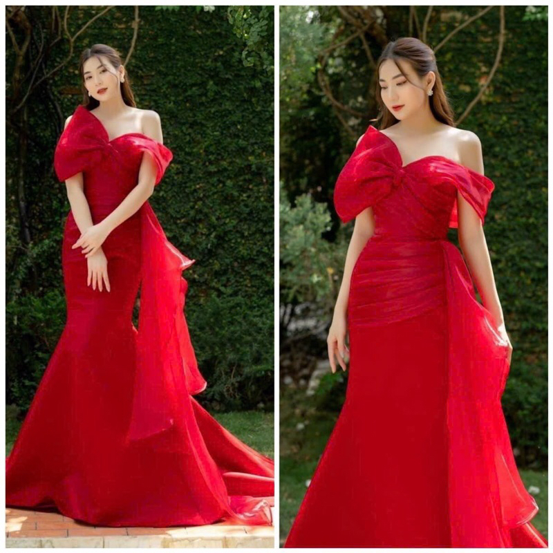 SIZE>62KG ĐẦM DẠ HỘI ĐUÔI CÁ NƠ VAI TÀ RỜI