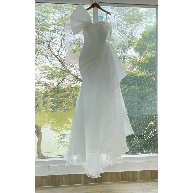 SIZE>62KG ĐẦM DẠ HỘI ĐUÔI CÁ NƠ VAI TÀ RỜI