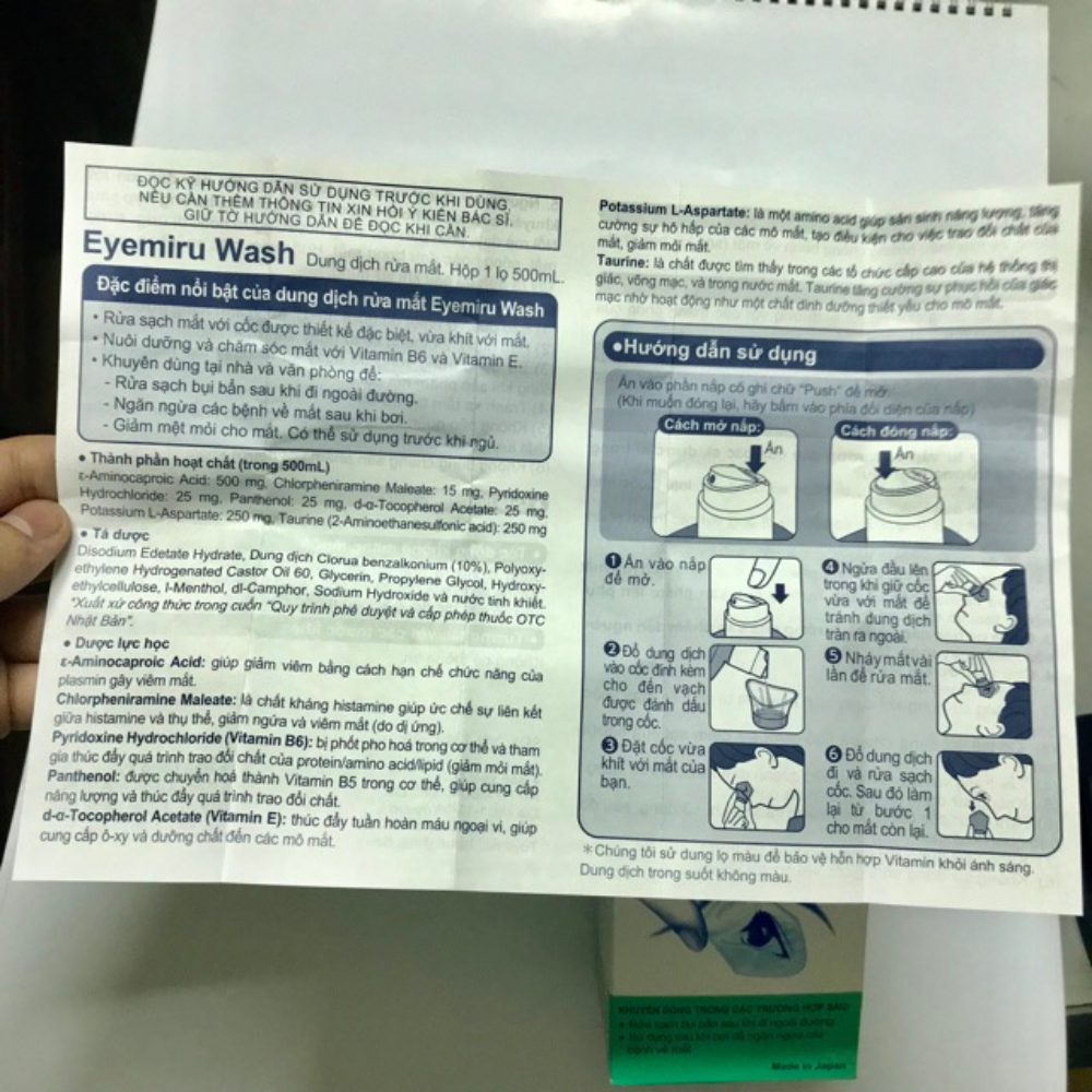 Dung dịch rửa mắt Eyemiru Wash Made In Japan- chai 500ml