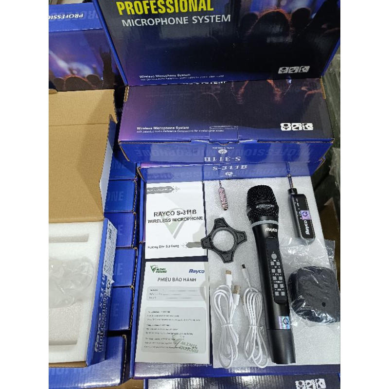 MICRO ĐA NĂNG, BỘ 1 Micro RAYCO S311B WIRELESS, Triệt Tiếng Hú, Bắt Sóng Xa Lên Đến 50m, Hút Âm Cực Tốt, Chất Tiếng Sáng