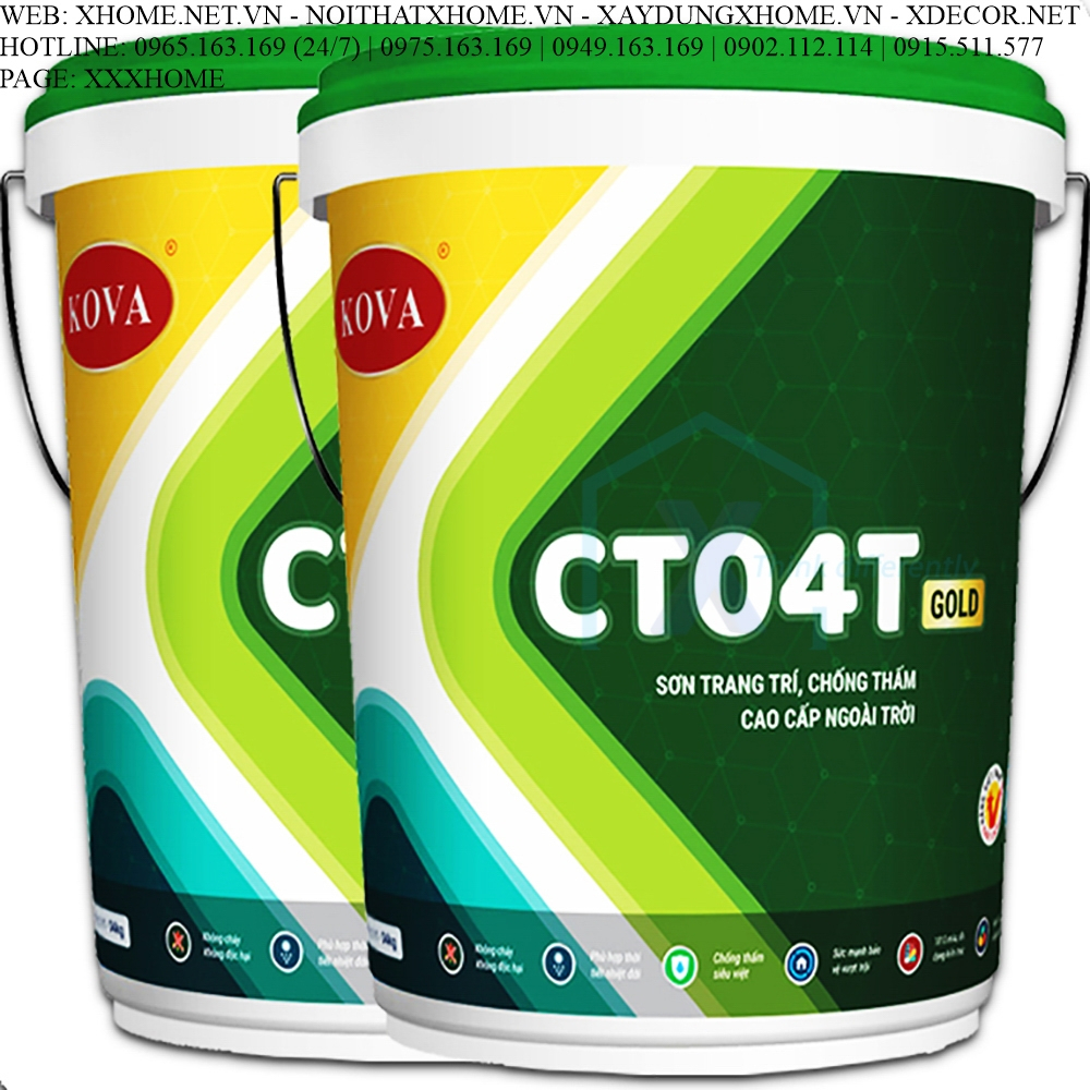 X HOME - KOVA Sơn trang trí, chống thấm cao cấp ngoài trời CT04T-Gold💥NHẬN HÀNG TẠI NHÀ MÁY💥Giao hàn