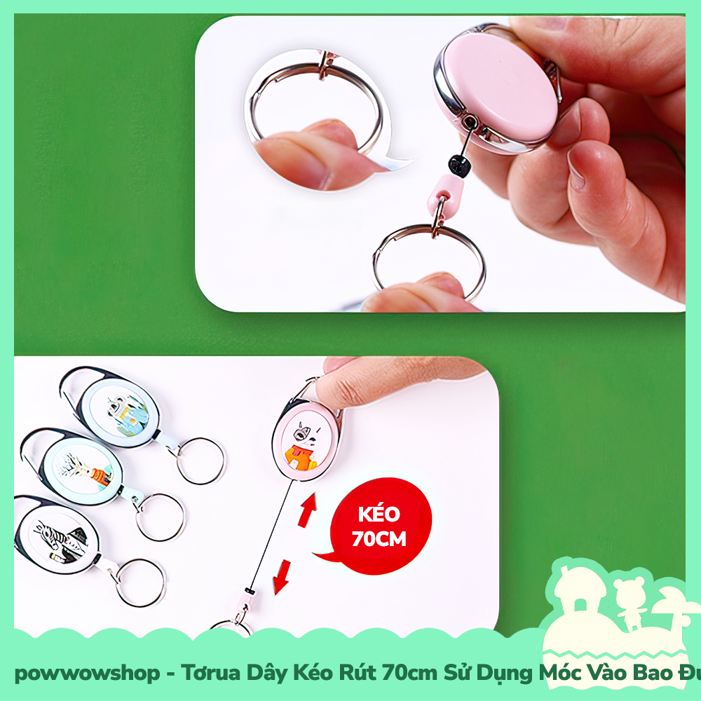 [Sẵn VN - Hỏa Tốc] Tơrua Dây Kéo Rút 70cm Sử Dụng Móc Bao Đựng Thẻ Nhân Viên Phong Cách Hình Thú Animal Luxury