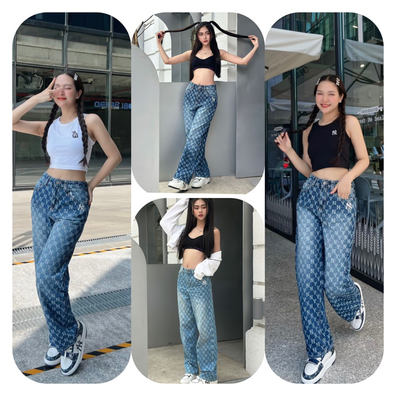 QUẦN JEAN SUÔNG M.L.B NY Monogram Neww ( ẢNH THẬT )