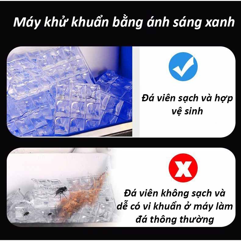 Máy Làm Đá Viên Tự Động Hicon Công Xuất 68kg/Ngày Làm Đá Cấp Tốc Từ 12-20 Phút 1 Mẻ, Tặng Kèm Quả Lọc, Bảo Hành 1 Năm