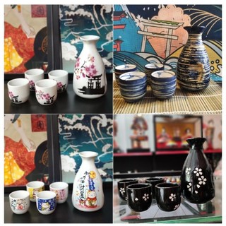 Bộ 1 bình 4 ly uống sake loại bình to 300ml