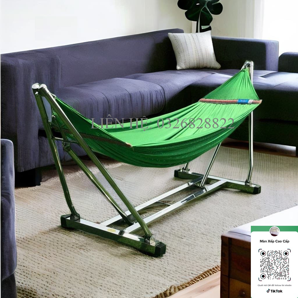 Võng xếp VINH HẠNH cao cấp khung inox Tiến Đạt chính hãng khung vuông phi 40,chịu tải trọng lên đến 250 kí