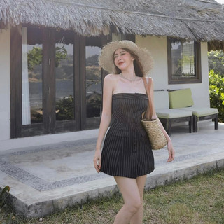 Đầm quây cup ngực đính cúc lắp túi TKCC BAGEO