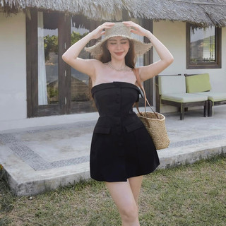 Đầm quây cup ngực đính cúc lắp túi TKCC BAGEO