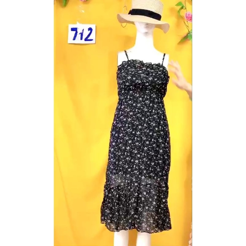 đầm voan hoa 2 dây size S/M. S712