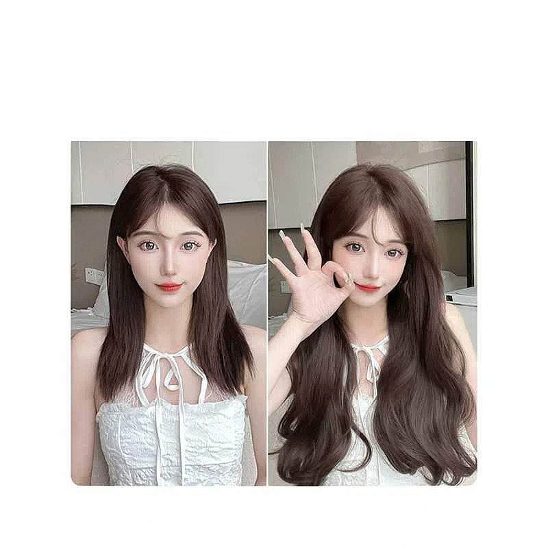 Tóc giả kẹp nửa đầu xoăn lơi máy bay cao cấp  Tóc giả kẹp dải xoăn dài 60cm