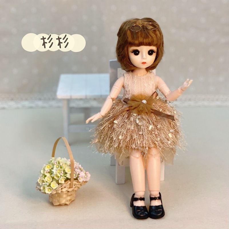 Búp Bê Tóc Ngắn BJD Cao 30cm Xinh Xắn Đáng Yêu - Khớp Linh Hoạt - Mắt Long Lanh