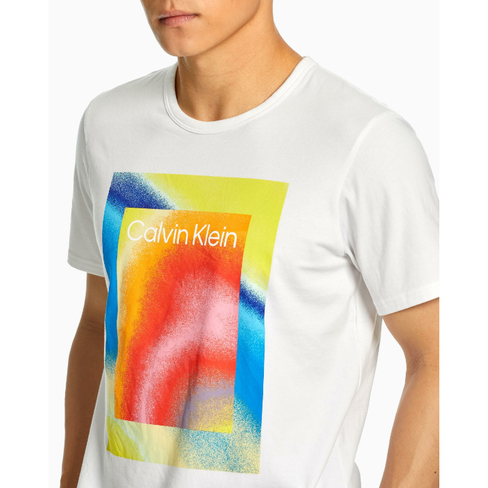 Calvin Klein Áo Thun Nam Trắng Cổ Tròn