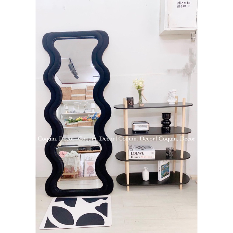 Kệ Gỗ Oval Đen Nhiều Tầng Phong Cách Hàn Quốc Tối Giản | Coquin Decor