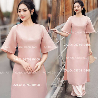 Áo dài cách tân nữ trẻ trung dáng suông, chất liệu lụa tafta cao cấp cho các nàng thơ mặc cưới hỏi lễ tết sang đẹp