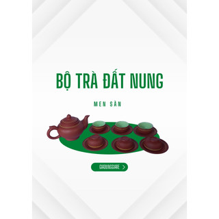 Bộ ấm chén đất nung men son bát tràng, khía sần, hàng chính hãng bát tràng