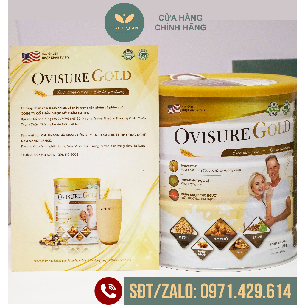 Sữa hạt xương khớp Ovisure Gold lon 650g❤️ ❤️- giúp xương khớp dẻo dai, linh hoạt