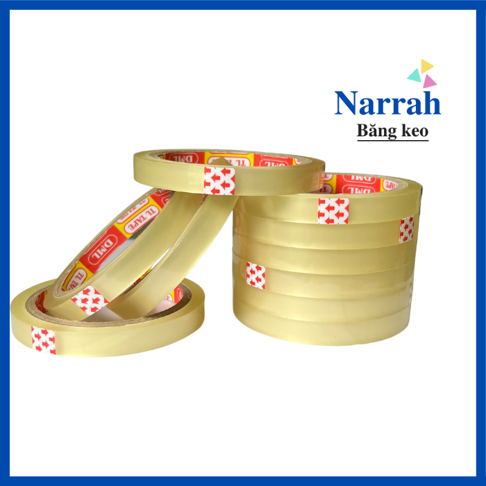 Băng keo trong, băng dính trong, băng keo dùng để dán quà size nhỏ 1.2cm, 1 cây 24 cuộn