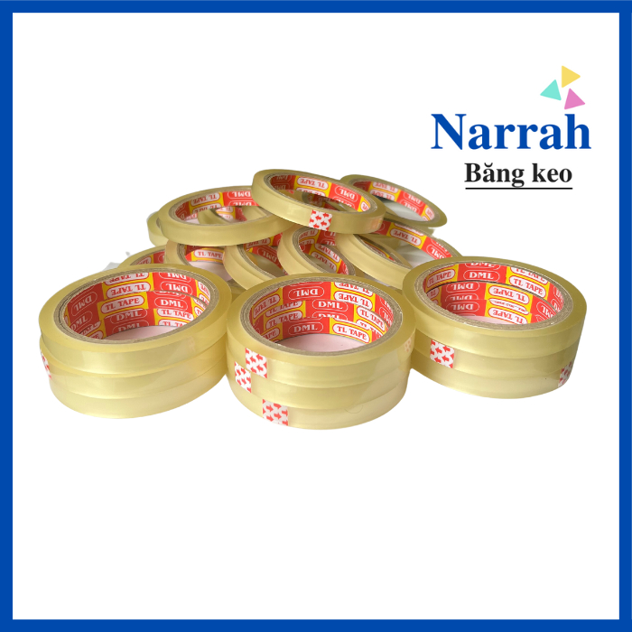 Băng keo trong, băng dính trong, băng keo dùng để dán quà size nhỏ 1.2cm, 1 cây 24 cuộn