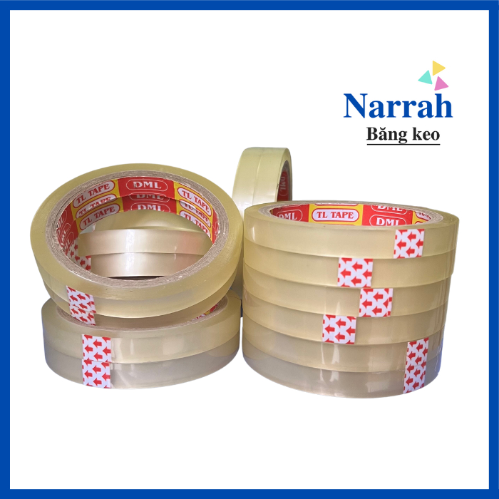 Băng keo trong, băng dính trong, băng keo dùng để dán quà size nhỏ 1.2cm, 1 cây 24 cuộn