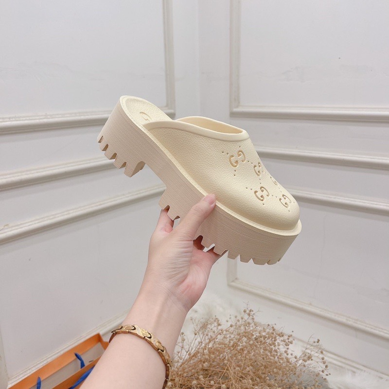 Giày sục nhựa crocs đế cao 5cm hàng Quảng Châu Fullbox dép sandal đế dày