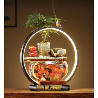 Thác nước phong thủy, vật phẩm phong thủy, chậu phong thủy, May mắn kèm đèn led cao cấp