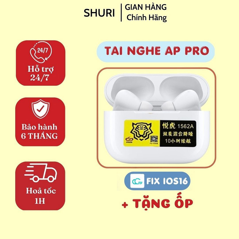 Tai Nghe Hổ Vằn 1562A AP Pro Hồng Ngoại Pin 8H / Tai Nghe Bluetooth Louda 1562A ANC Chống Ồn Xuyên Âm