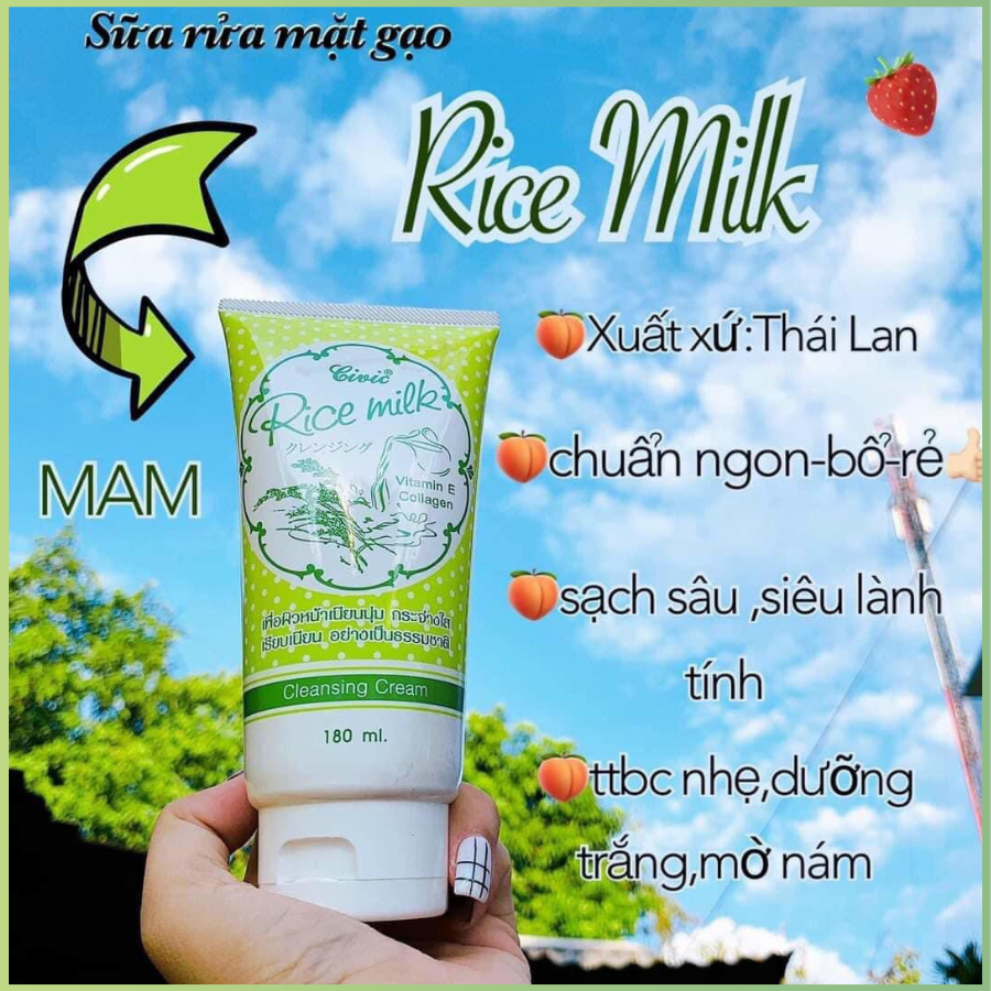 sữa rửa mặt , rửa mặt gạo thái lan Rice Milk Civic dùng cho da dầu, da nhạy cảm không bọt se khít lỗ chân lông
