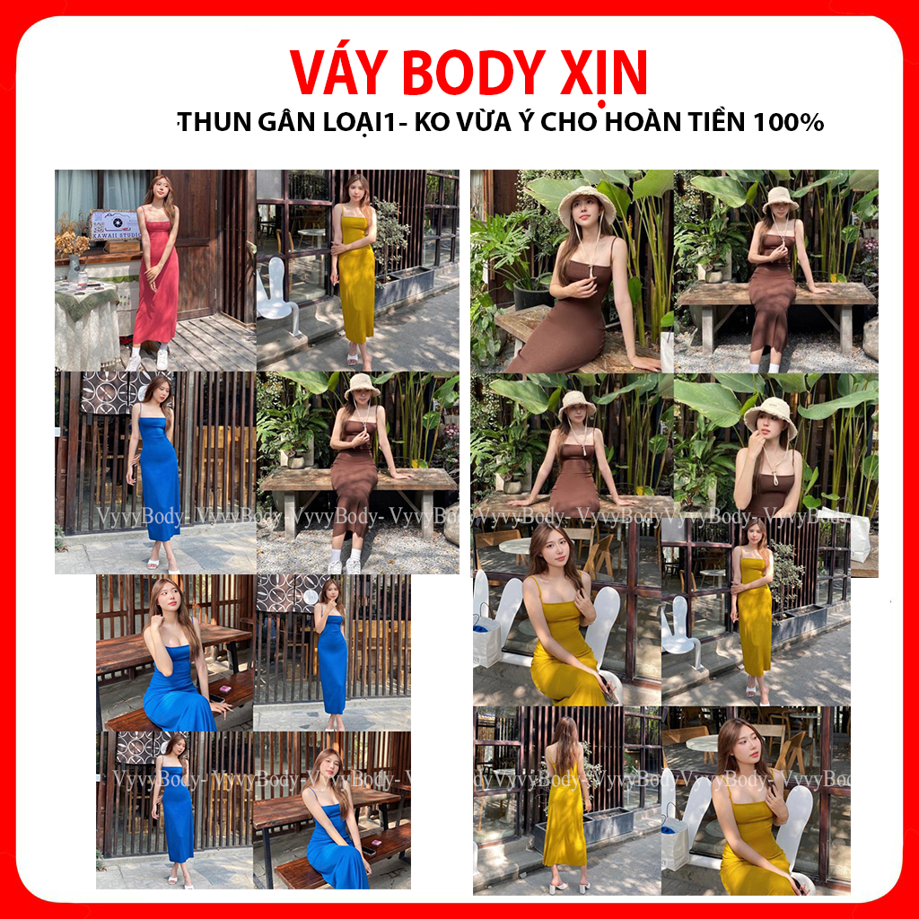 Váy body dài ,Đầm maxi len tăm 2 dây Vyvybody❤️Đầm maxi 2s dáng dài❤️{free ship}