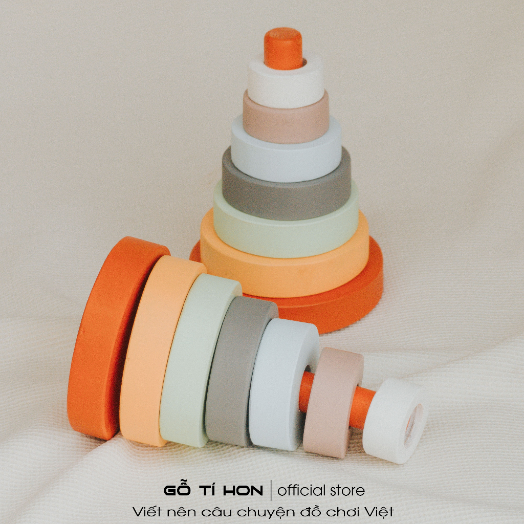 Tháp Xếp Montessori Gỗ Tự Nhiên, Đồ Chơi Giáo Dục, Kích Thích Tư Duy Hình Học, Đồ Chơi Trí Tuệ Gỗ Tí Hon