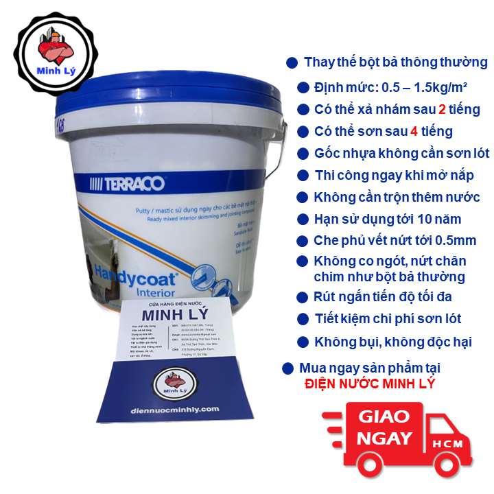 Mastic Dẻo Keo Bả Tường Trộn Sẵn Terraco HandyCoat Interior Dùng Cho Nội Thất - Bột Bả Tường Dạng Keo - Bột Dẻo