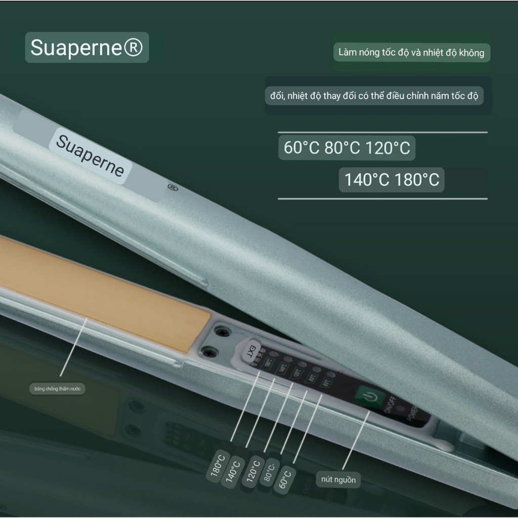 Máy Là Ion Âm, Máy Kẹp Duỗi Tóc Ion- Suaperne F3 Hair Flatter Hair Straightener - TDML022