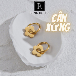 (Titan) E68 Khuyên tai bông tai nữ titan cân xứng