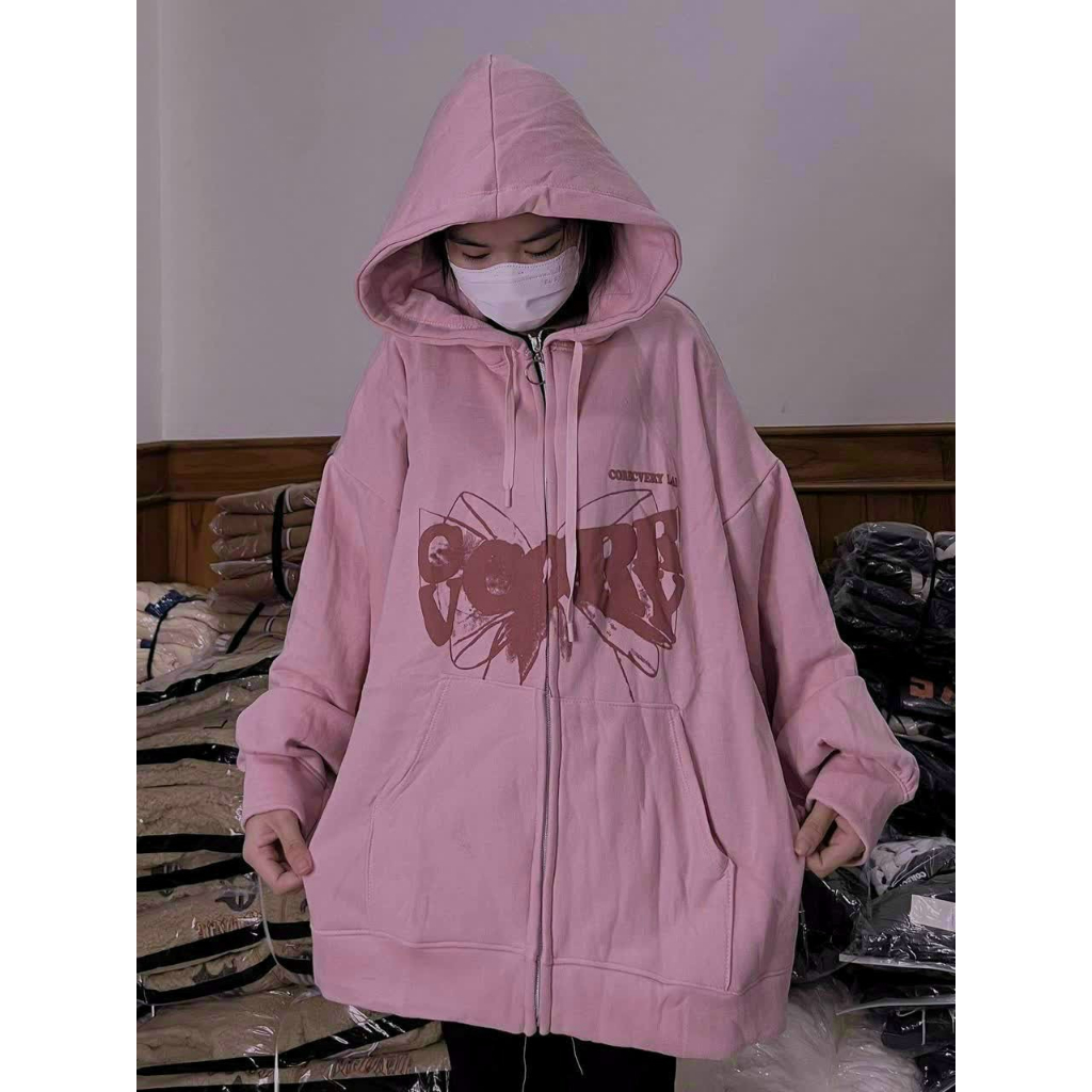 Áo Khoác Nỉ Dáng Dài CVCORRY From Rộng Unisex LF77098