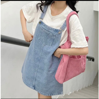 Váy Yếm Jean Dáng Rộng Hai Dây Cao Cấp Cho Nữ, Váy Jeans Bò Dạng Yếm Hai Túi Trước Quần yếm denim xanh đen trắng
