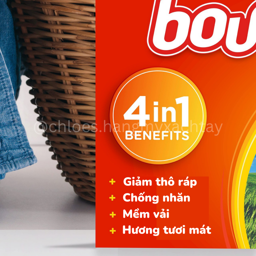 Giấy thơm quần áo Bounce của mỹ Bounce Dryer Sheets Outdoor Fresh làm mềm vải