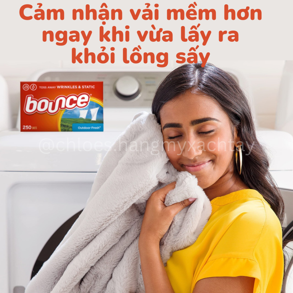 Giấy thơm quần áo Bounce của mỹ Bounce Dryer Sheets Outdoor Fresh làm mềm vải