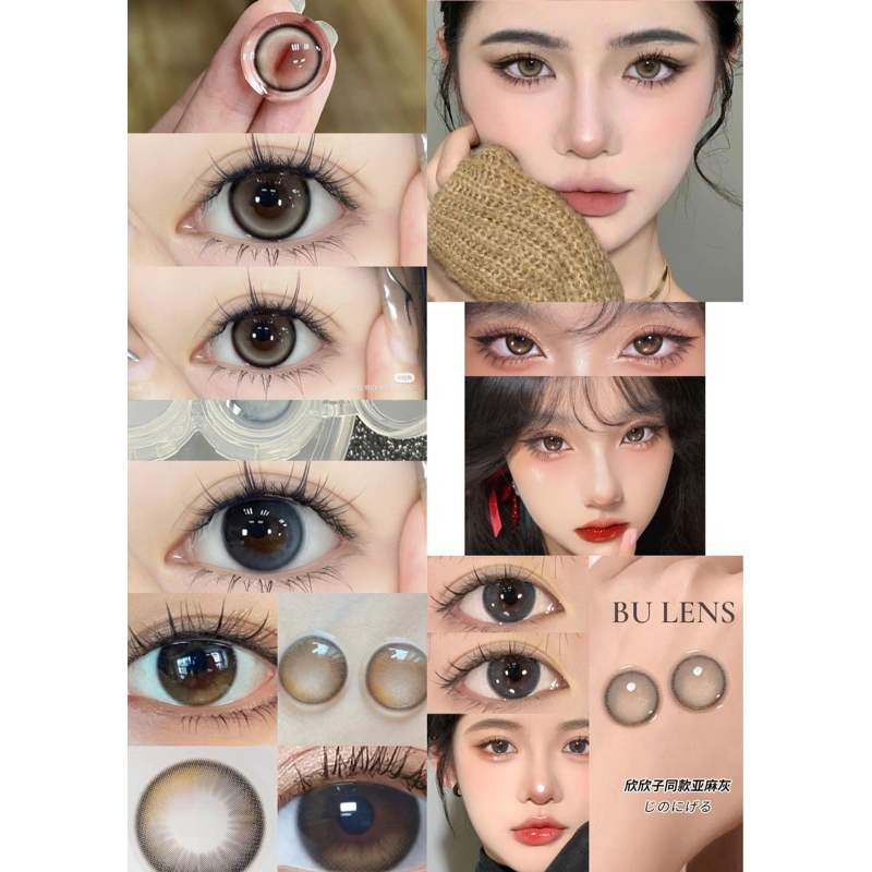 1 Cặp Lens Xám Tây| Lens Xám Tự Nhiên Cho Mắt Nhạy Cảm Tặng Khay Gương