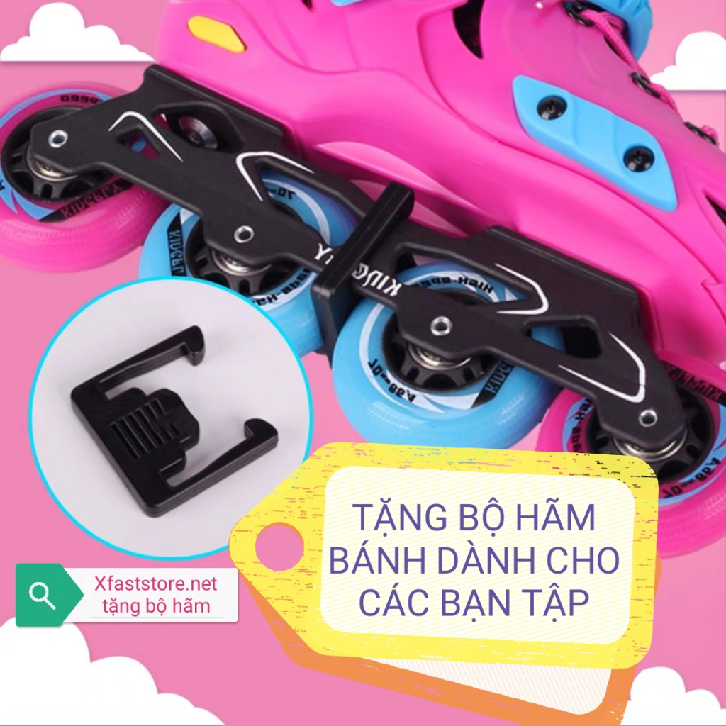Giày Trượt Patin Trẻ Em KINGFLY W-198 Cao Cấp Cho Bé Màu Hồng Màu Xanh