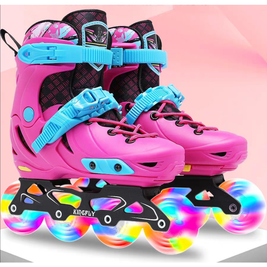 Giày Trượt Patin Trẻ Em KINGFLY W-198 Cao Cấp Cho Bé Màu Hồng Màu Xanh