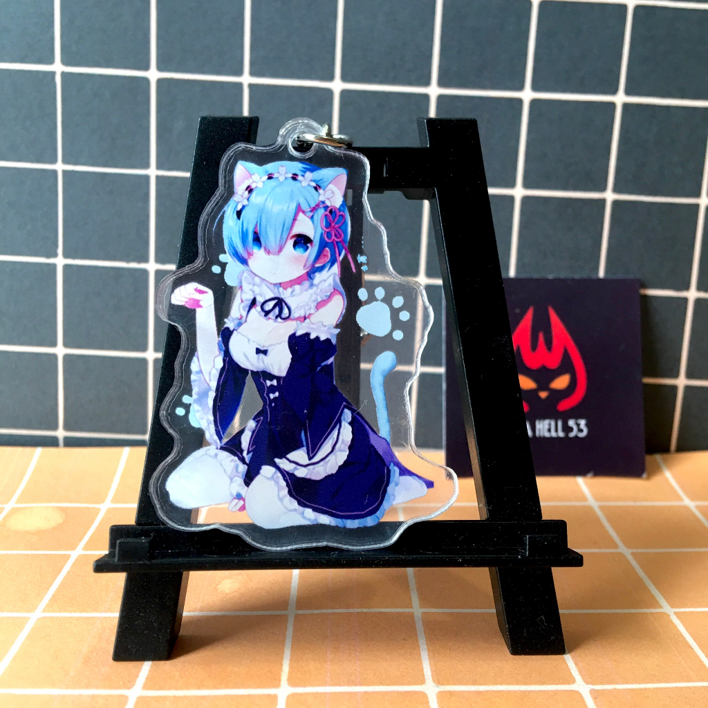 Móc Khóa Anime Girl Rem Ram Acrylic Anime Manga Re:Zero Chibi Dễ Thương