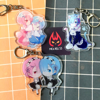 Móc Khóa Anime Girl Rem Ram Acrylic Anime Manga Re:Zero Chibi Dễ Thương