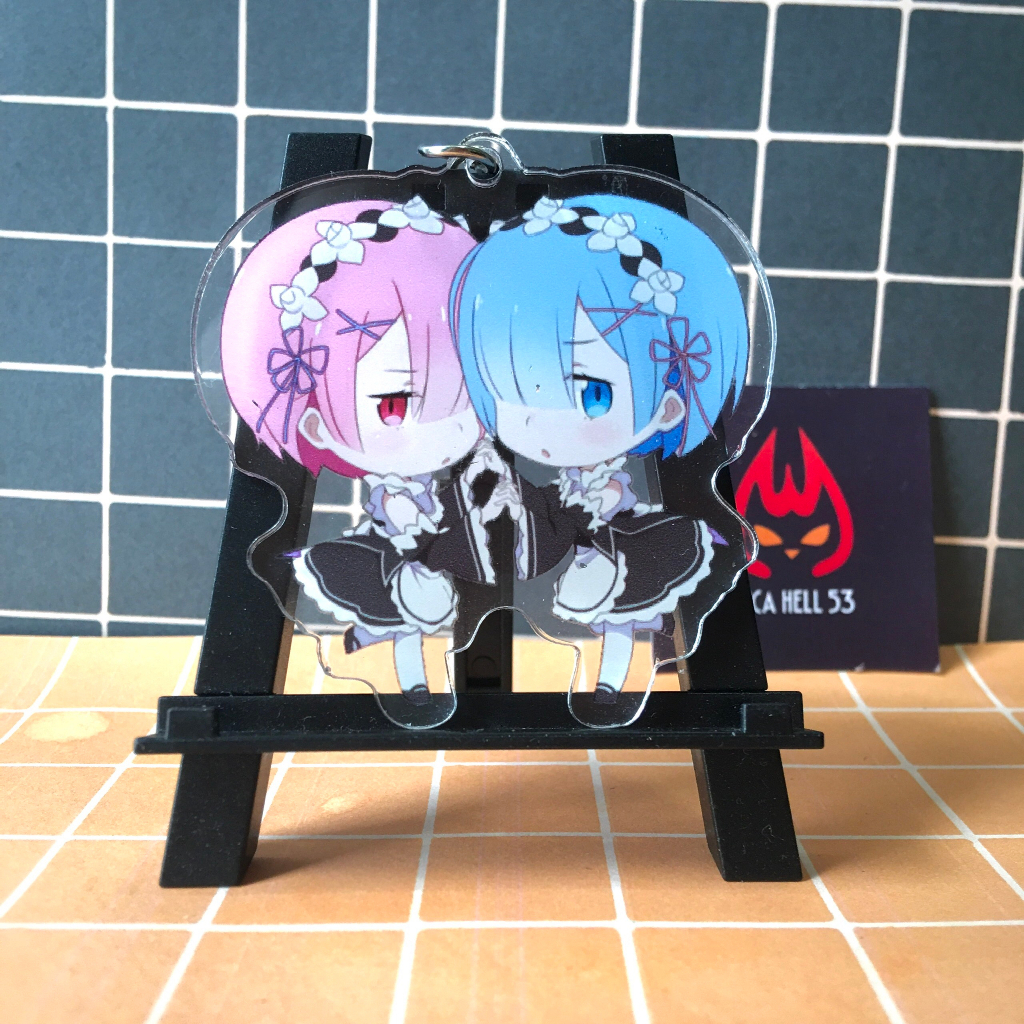 Móc Khóa Anime Girl Rem Ram Acrylic Anime Manga Re:Zero Chibi Dễ Thương