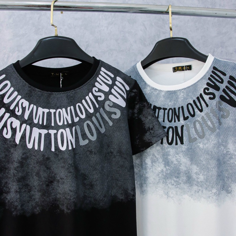 Áo Thun Cotton Nam Nữ Cọc Tay IN CHỮ LOANG KHÓI CTTN